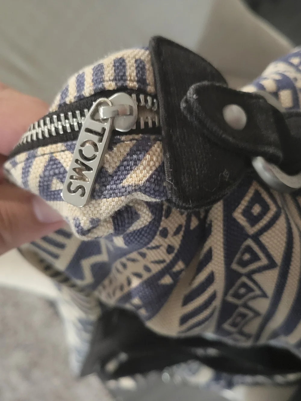 Toms Blue and Cream Patterned Satchel